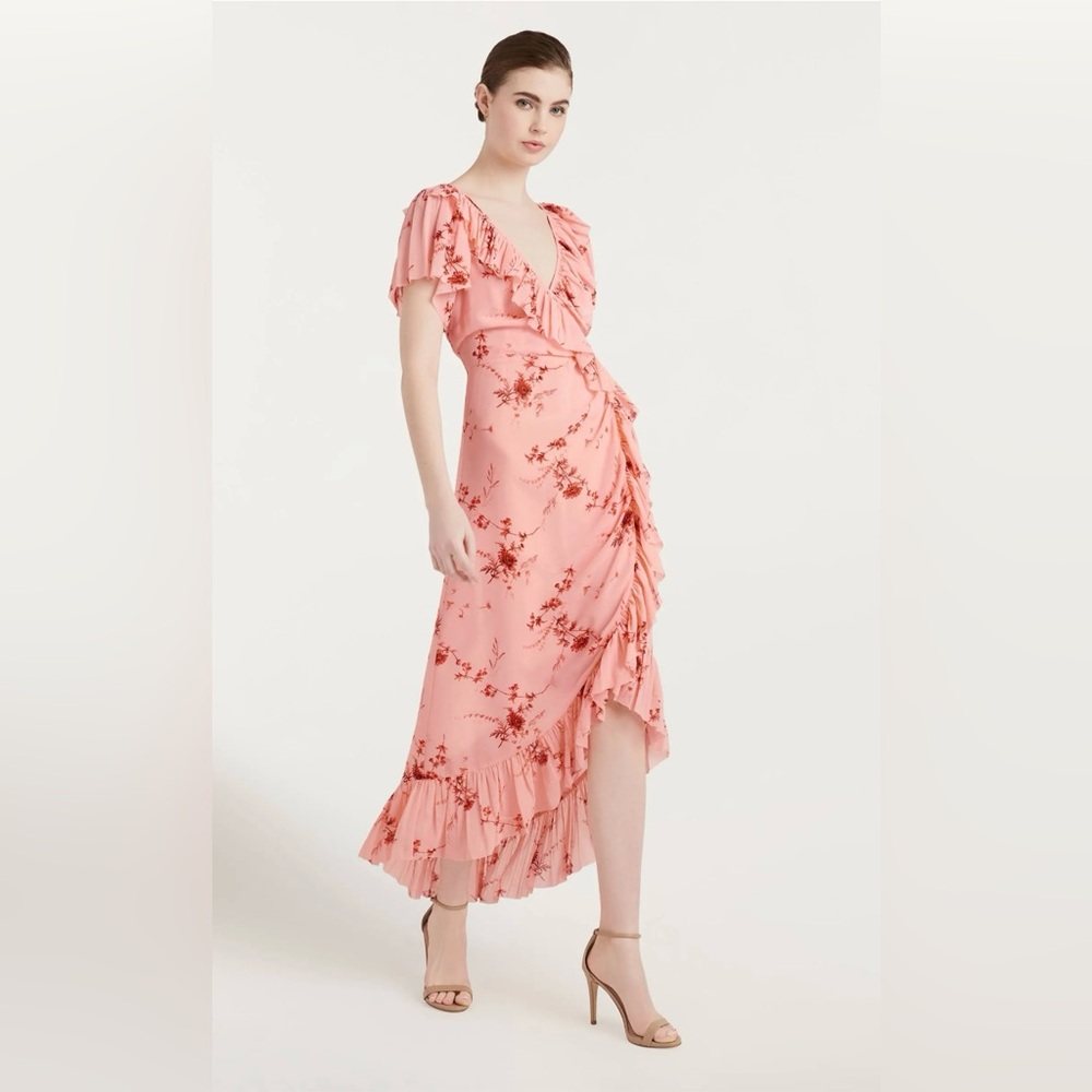 Cinq A Sept Womens Floral Print Hi-Low Midi Dress Size 2 NWT